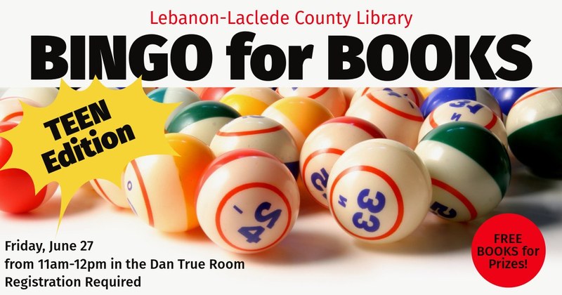 Teen Event: BINGO for Books Teen Event: BINGO for Books