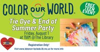 Teen Event: Tie Dye and End of Summer Party