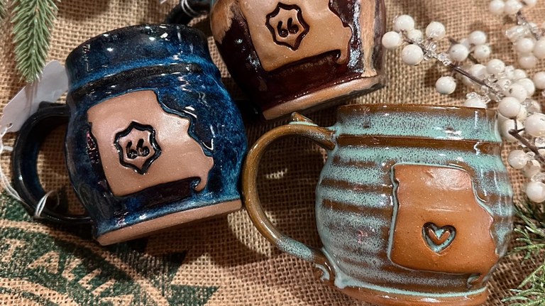 Handmade pottery mugs- Route 66 and Missouri